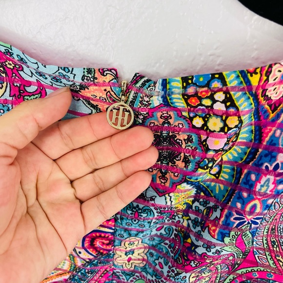 Tommy Hilfiger Paisley Multicolor Bright Rainbow Fit & Flare Dress - Picture 5 of 9